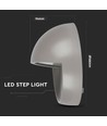 3W LED bedlampe / trappelys, Grå - Rund, IP65 udendørs, 3000K, Ø5,8cm