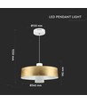 7W LED pendel, guld akrylskærm - Ø34cm, 3000K, 400lm, IP20