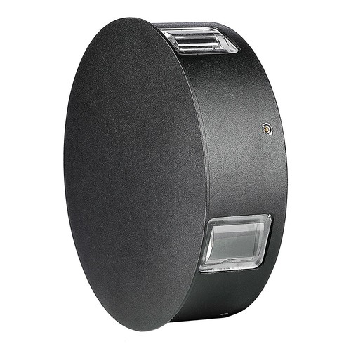 4W LED Væglampe - 3000K, IP65, Sort Hus, Rundt