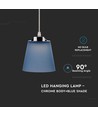 7W LED pendel / loftlampe - Ø15cm, 4000K, blå skærm, krom krop, inkl. lyskilde