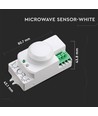 Mikrobølge bevægelsessensor med manual override - 360°, 1-8m rækkevidde, IP20, hvid, max 300W LED