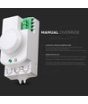 Mikrobølge bevægelsessensor med manual override - 360°, 1-8m rækkevidde, IP20, hvid, max 300W LED