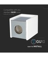 GU10 kvadratisk gips påbygningsspot med krom bund - 10x10cm, hvid/krom, IP20 indendørs, uden lyskilde