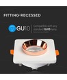 GU10/GU5.3 gips indbygningsspot - Firkantet, mat rosa guld, hvid gips, 10x10 cm