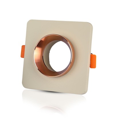 GU10 Firkantet downlight - Off-white med mat rosaguld, Hul: 8cm, ekskl. lyskilde og fatning