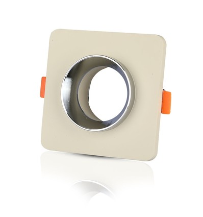 GU10 indbygningsspot i beton - Firkantet, off-white/krom, hul: Ø8cm, uden lyskilde