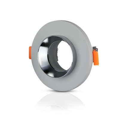GU10 indbygningsspot i gips - Rund, grå beton med krom, Ø80 mm hul, IP20 indendørs