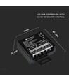 RGB LED controller med 20-knaps RF fjernbetjening - 12V/24V, 3 kanaler, max 480W, IP20
