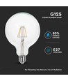 E27 6W LED filament pære - G125, 806lm, 6400K, klart glas, 300°