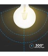 E27 6W LED filament pære - G125, 806lm, 6400K, klart glas, 300°