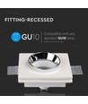 GU10 gips indbygningsspot, kvadratisk - Hvid + krom, 100x100mm, IP20, 5 års garanti