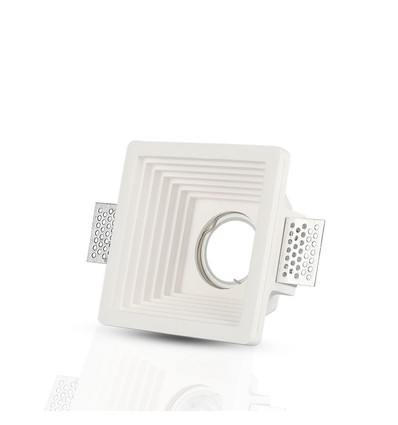 Firkantet gips indbygningsspot til GU10 - Hul: 12,5 x 12,5 cm, hvid, til indbygning i loft