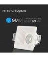 Firkantet gips indbygningsspot til GU10 - Hul: 12,5 x 12,5 cm, hvid, til indbygning i loft