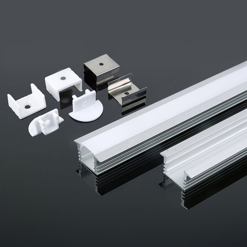 Monteringssæt med diffuser - LED-stribe, nedsænket, 2000x24,5x12,2mm, Sølv