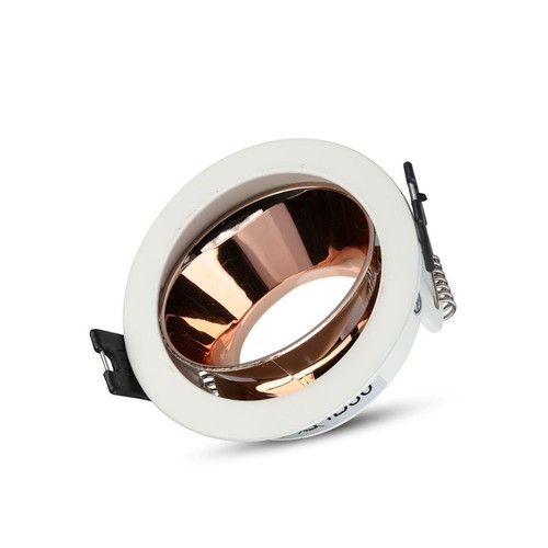 GU10 lampe - rundt, hvid+rose guld