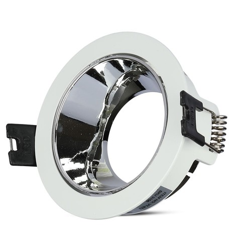 GU10 lampe - rund, hvid + krom