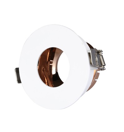 GU10 indbygningsspot - Rund, hvid og rose gold, aluminium, IP20 indendørs