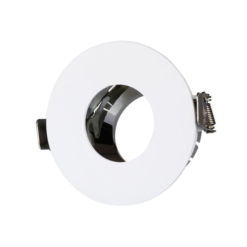 GU10 lampe - rundt, hvid+krom