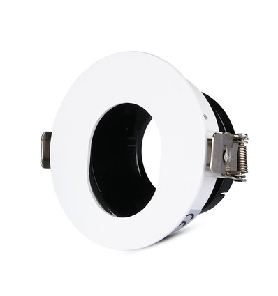 GU10 indbygningsspot - Rund, hvid/sort, aluminium, asymmetrisk, hul: Ø7,5 cm
