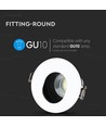 GU10 indbygningsspot - Rund, hvid/sort, aluminium, asymmetrisk, hul: Ø7,5 cm