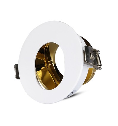 GU10 indbygningsspot - Rund, hvid/guld, aluminium, IP20, hul: Ø7,5 cm, mål: Ø8 cm