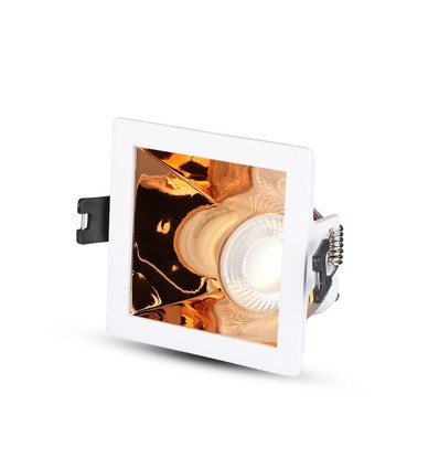 GU10 indbygningsspot, kvadratisk - Hvid/Rose guld, aluminium, Hul: 80x80 mm, Mål: 85x85 mm, uden lyskilde