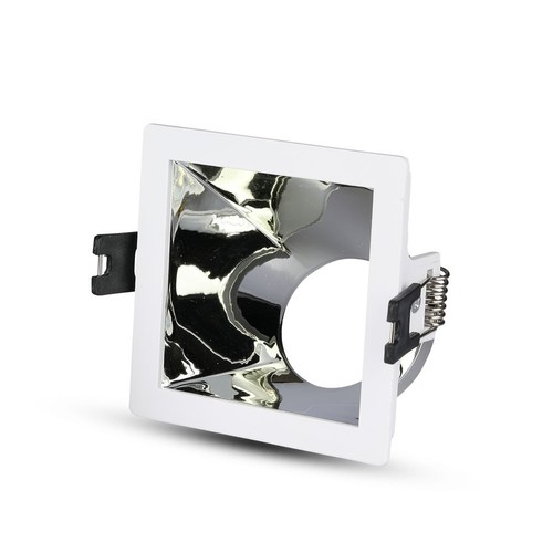 GU10 lampe - firkantet, hvid+krom