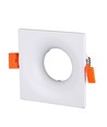Hvid kvadratisk GU10 indbygningsspot - 85 x 85 mm, IP20, aluminium, uden lyskilde