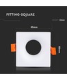 Hvid kvadratisk GU10 indbygningsspot - 85 x 85 mm, IP20, aluminium, uden lyskilde