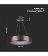 20W LED pendel, Ø45cm - Kaffebrun, 3000K, dæmpbar, 1,2m wireophæng