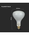 8W R125 LED Kultrådspære - Dæmpbar, R125, E27, 230V