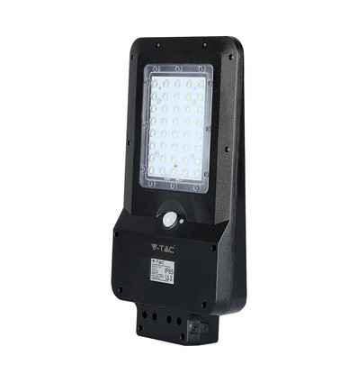 15W LED solcelle gadelampe - 1600lm, IP65, sort, bevægelsessensor, 7.4V lithium batteri