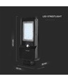 15W LED solcelle gadelampe - 1600lm, IP65, sort, bevægelsessensor, 7.4V lithium batteri