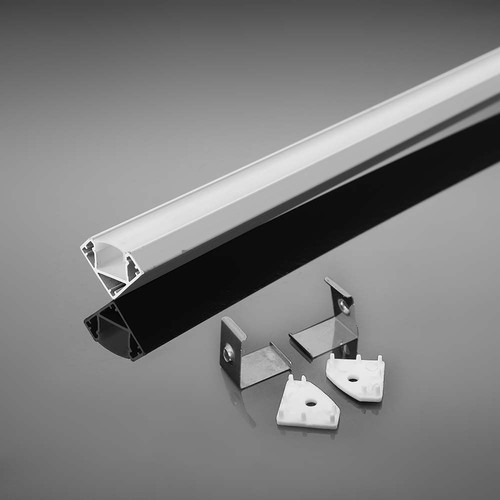 Monteringssæt - Diffuser til LED Strip PCB 12mm, Hjørne, 2000x19x19mm, Hvid