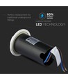 1W LED steplight til indbygning, 12V - IP67, 4-vejs lys, kold hvid, Ø6cm, hvid kant