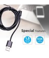 1,5m sort MFi Lightning kabel - 2A, Apple certificeret, holdbart design