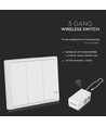 3-tryks trådløs smart afbryder, 1-vejs - IP54, hvid, batteridrevet, rækkevidde op til 600m