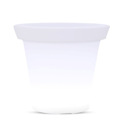 36cm LED urtepotteskjuler med RGBW - Ø35,5 x 32,5 cm, genopladelig, inkl. fjernbetjening, hvid krop