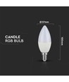 3,5W Kertepære E14 - RGB+6400K Dæmpbar, RF Kontrol - Dæmpbar