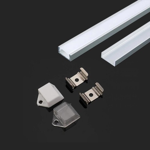 Monteringssæt med diffuser til LED stribe overflade - 2000x15,55x5,9mm, sølv