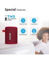 Bærbar Bluetooth-højttaler med TWS-funktion - 1500mAh Batteri, Rød