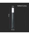 V-Tac grå havelampe, rustfri - 80 cm, IP44 udendørs, E27 fatning, uden lyskilde