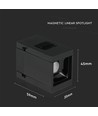 1W LED magnetisk lineært spotlys - 3000K, sort, IP20, 24V