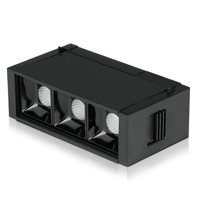 3*1W LED Magnetisk Lineært Spotlys 3000K - Sort, IP20, 24V