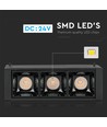 3*1W LED Magnetisk Lineært Spotlys 3000K - Sort, IP20, 24V