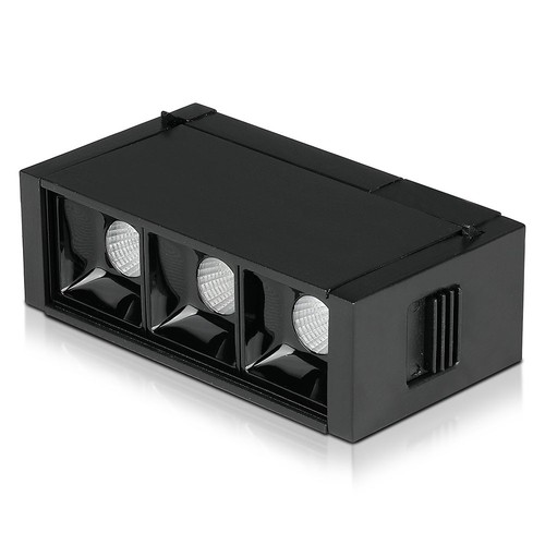 3*1W LED magnetisk lineær spotlys - 4000K, sort, IP20, 24V