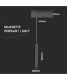 15W LED magnetisk lineær hængende suspensionslys - 4000K, sort, IP20, 24V