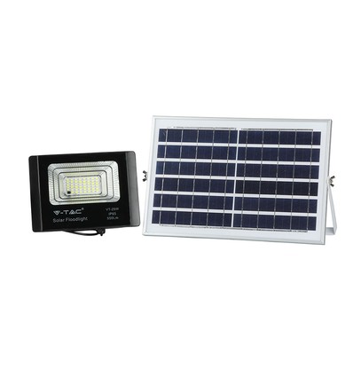 25W Solara LED projektør med solcelle - 550lm, IP65, sort, inkl. fjernbetjening og solpanel