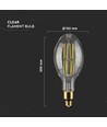 E27 24W LED ED120 filament pære - 160lm/W, 4000lm, klar glas, 6400K, Ø12cm, højde 30cm