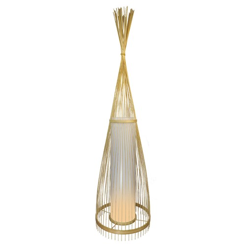 Træ-gulvlampe E27 - Rattan Lampeskærm, Ø400*1000mm
